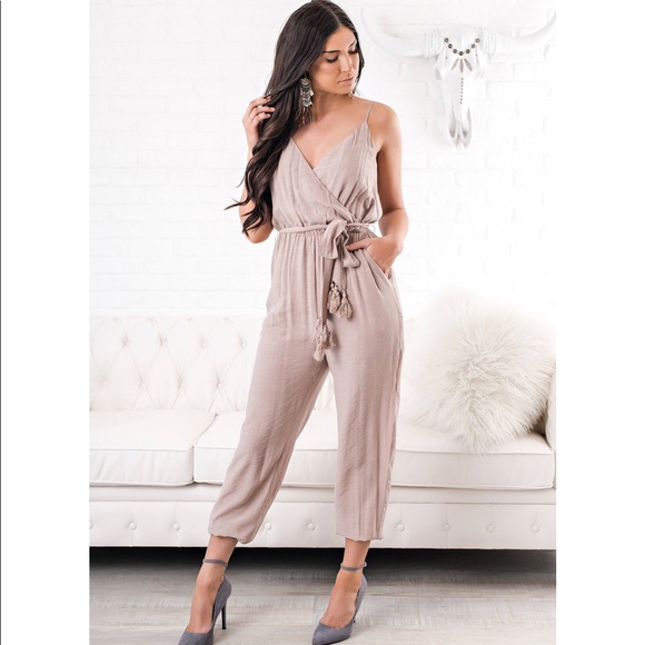 Better Without You Tie Jumpsuit (Fading Rose) - Picture 1 of 3